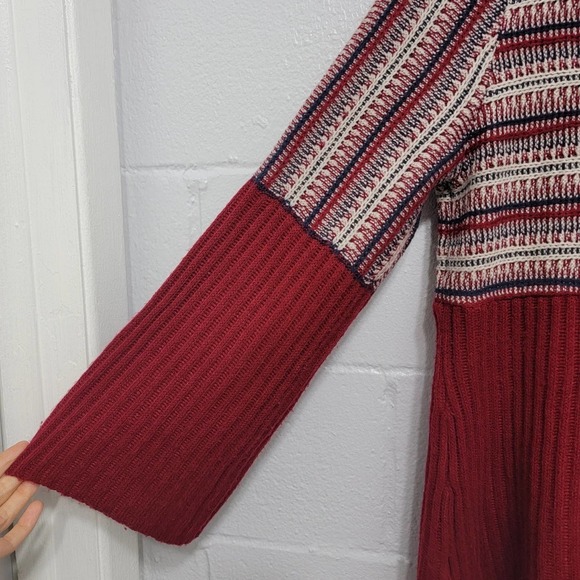 Style & Co Turtleneck Sweater Textured Red Fair Isle XL Pullover Jumper 549 - Picture 8 of 11